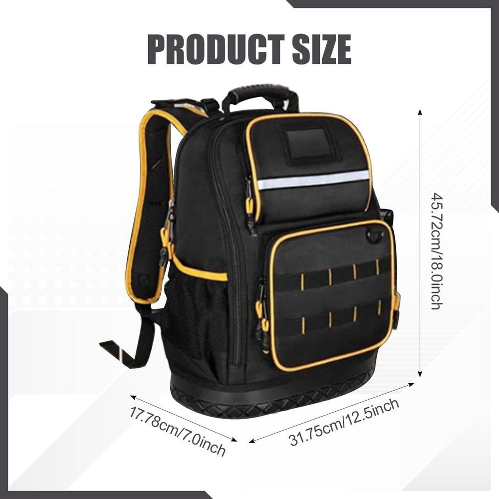Hard-bottomed Tool Tote Backpack Rubber Base Heavy Duty Tool Organizer Electrician Plumber Maintenance Worker Tool Bag