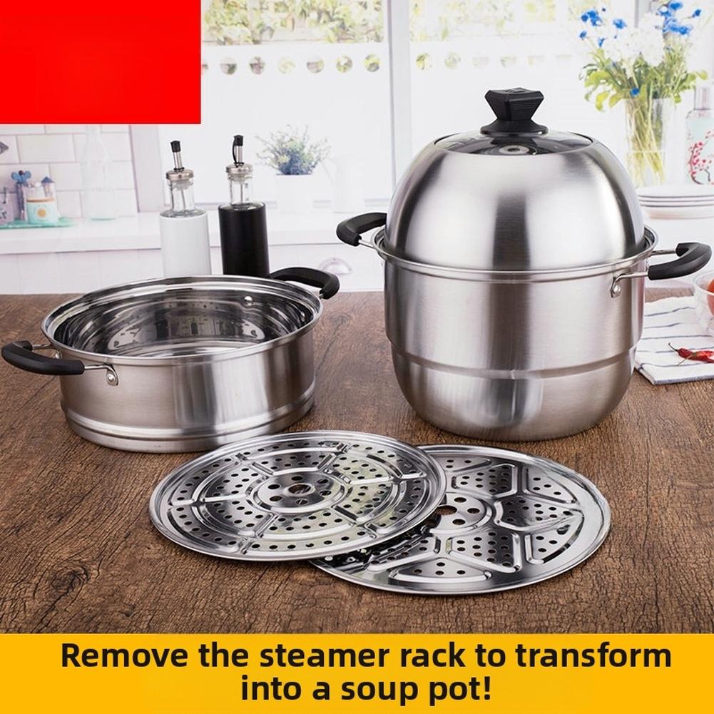 1 Satz Dampfgarer Mehrschichtig Nichtmagnetisch Extra Dick Edelstahl Dampfgarertopf Koreanischer Stil Mehrschichtiges Kochgeschirr Küchenkessel
