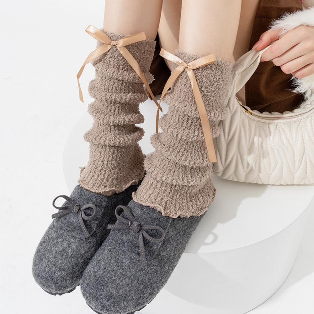 Lolita Socks High Elastic Knee High Leg Sleeves Plush Leg Warmers Skin-Friendly Long Calf Warmers For Daily Wear Fashion Dance