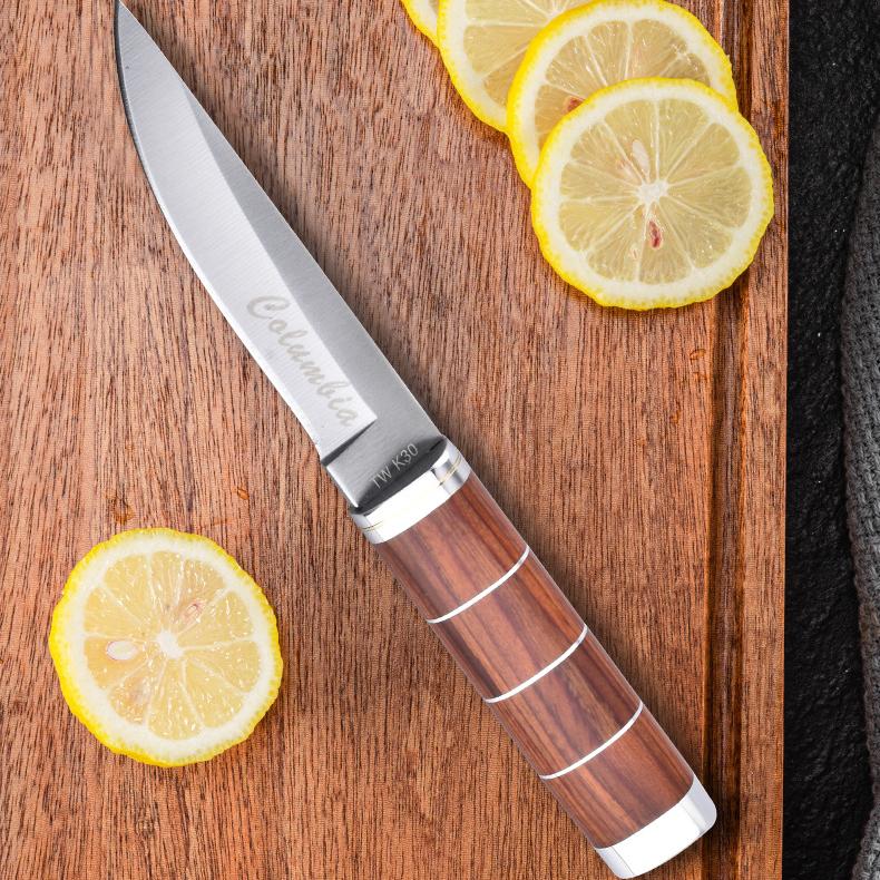 Mirror Light with A Wooden Handle, A Small Straight Knife, A Household Sharp Knife for Fruits, A Fishing Small Straight Knife