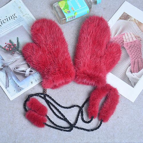 Fashion Winter Women Gloves Genuine 100% Real Mink Fur Glove Knitted Mittens Thick Warm Fur Gloves Mittens