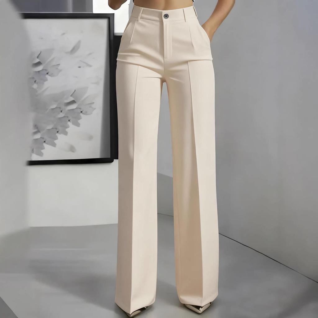 2026 Women's Plus Size High-Waisted Drapey Slimming Straight Trousers - European & American Style