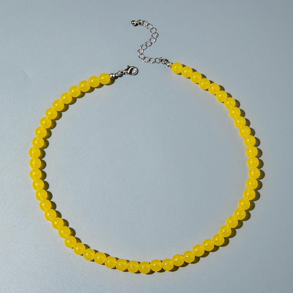 Cross Border Summer Fresh Colorful Bead Necklace for Women's Seaside Vacation Fashion Dopamine Transparent Bead Matching Necklace