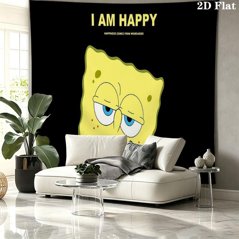 SpongeBob Wall tapestry, aesthetic printed fabric blanket, suitable for bedroom, living room, and home decor.