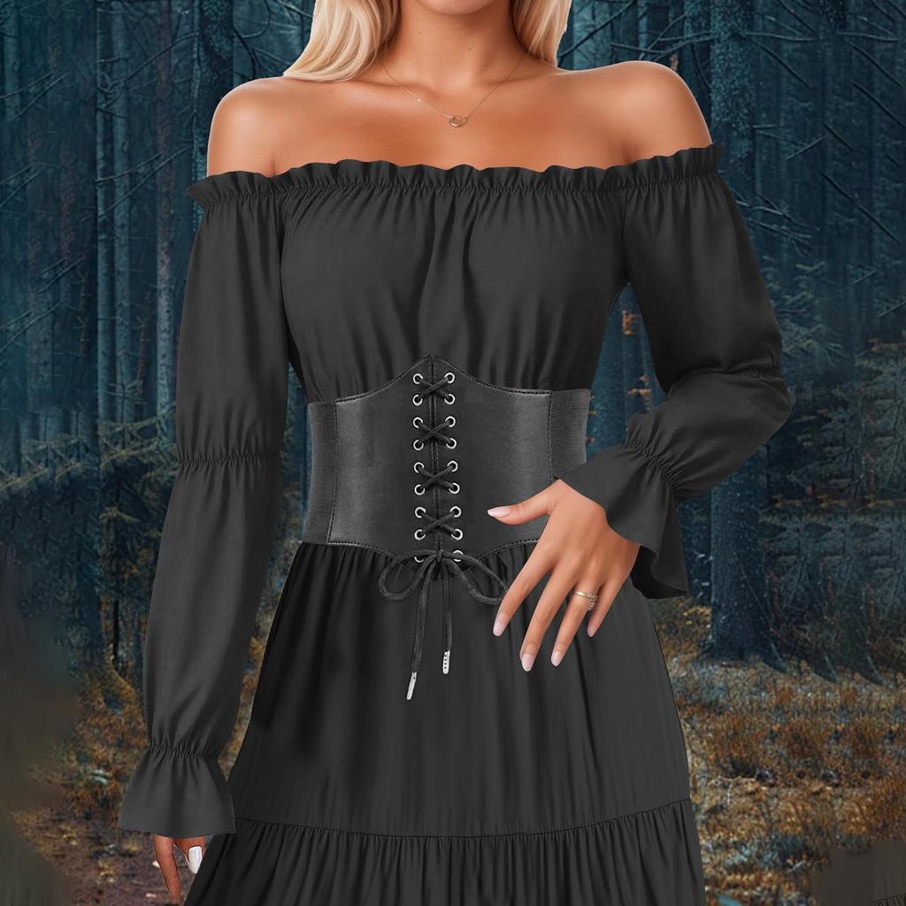Women's Fashion Solid Color Long Sleeved Off Shoulder Pleated Strapless And Exposed Navel Shirt Top