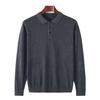 Men's Worsted POLO Collar Sweater Qinghe Cashmere 50% Mulberry Silk 50% Wool Men's Autumn and Winter Cashmere Soft and Warm