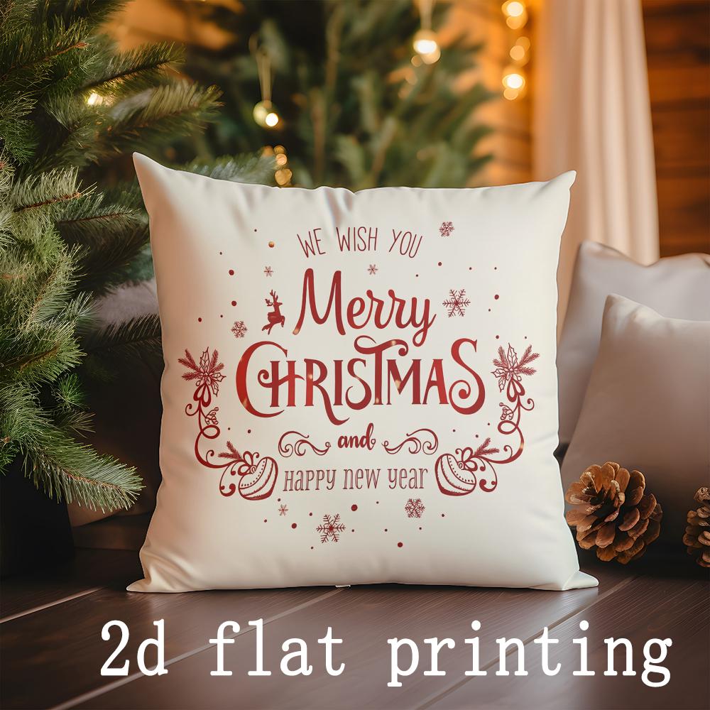 Home Decor Christmas & Eid Festive Patterned Pillow Covers Pattern Cushion Cover Suitable for Sofa Bedroom Car Pillow Cover