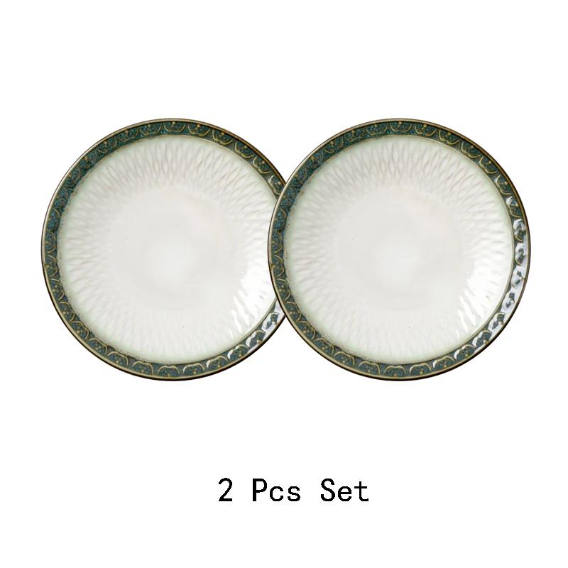 Creative Retro Circular Dining Plates Household Afternoon Tea Dessert Snack Plate Exquisite Light Luxury Ceramic Plate Tableware