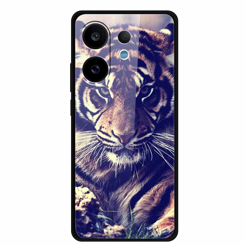 For Vivo V60 5G Glass Case Fashion Cool Animal Tempered Glass Back Cover Case For Vivo V 60 2025 Phone Cases 6.77" Fundas Coques