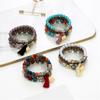 3Pcs Bohemian Stone Beads Bracelet Set For Women Tassel Elephant Charm Elastic Chain Bangle Female Boho Party Jewelry