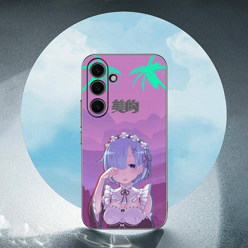 Vaporwave Glitch Anime Luxury Black Phone Case For Samsung Galaxy S23 S24 S25 Ultra S22 Plus S21