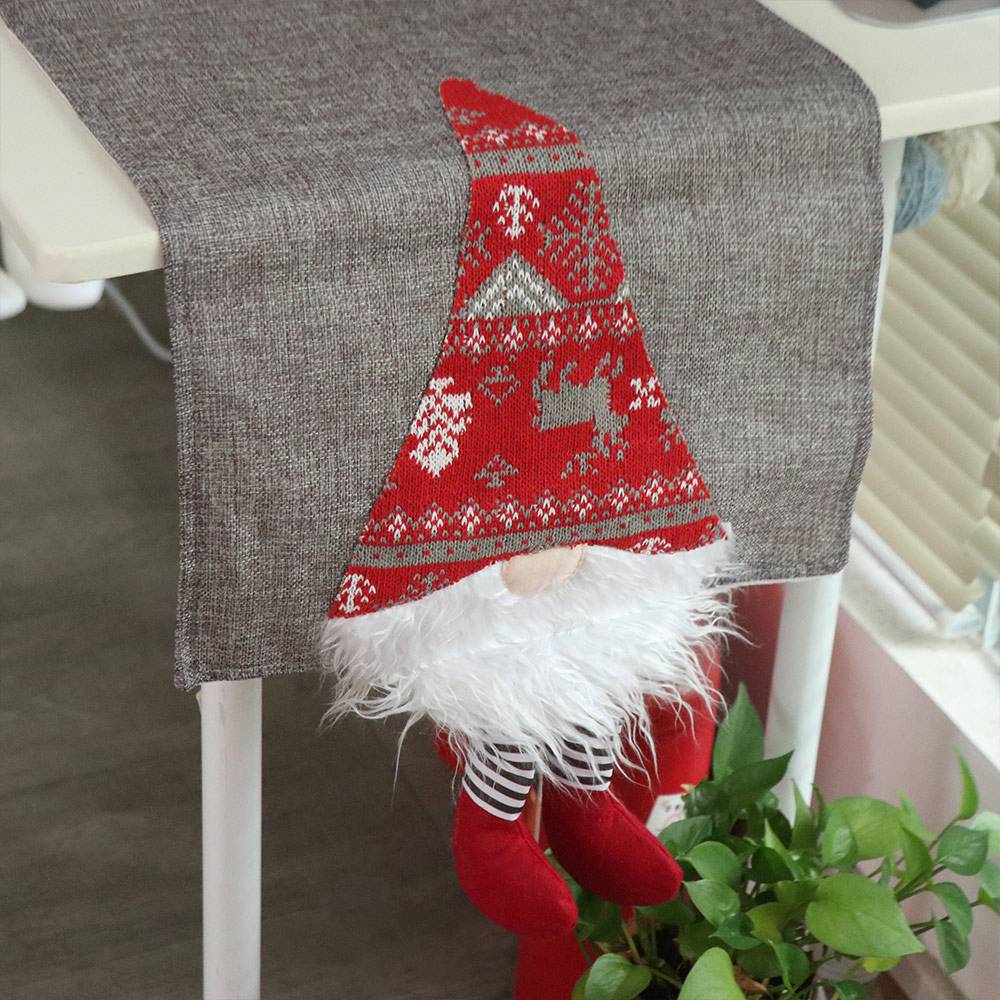 34x212cm Christmas Elf Table Runner Long Table Cover Dacron Table Runner New Year