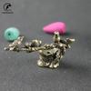 Pure Copper Plum Tree Happy Magpie Bird Miniature Ornaments Antique Brass Cuckoo Figurine Tea Table Decorations Desk Decor Craft