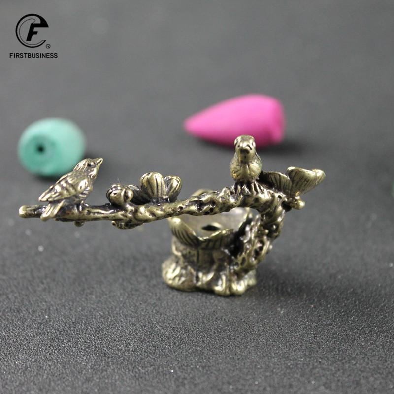 Pure Copper Plum Tree Happy Magpie Bird Miniature Ornaments Antique Brass Cuckoo Figurine Tea Table Decorations Desk Decor Craft