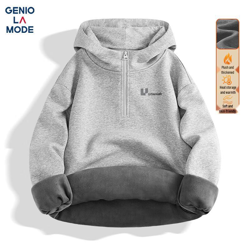 GENIOLAMODE Men's Winter Fleece Half-Zip Hoodie