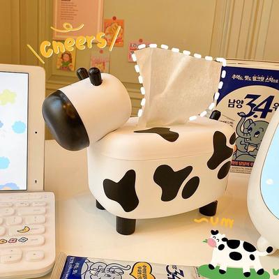 Paper and Toothpick Box Dual-purpose Cute Cow Tissue Box Multifunctional Household Paper Storage Desktop Decoration