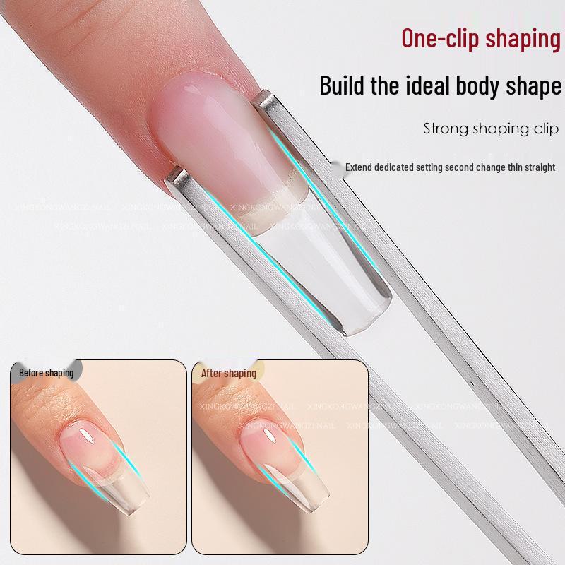 Nerezové tvarovací klipsy a pinzeta pro Nail Art na gelové prodlužování nehtů