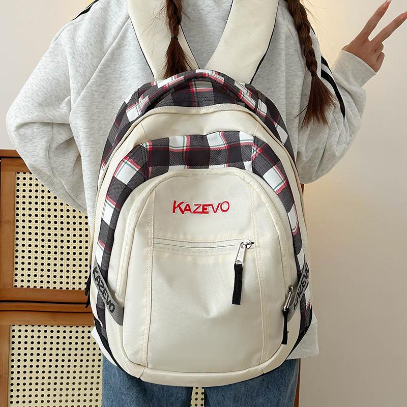 New casual simple contrasting color college student schoolbag large capacity travel backpack