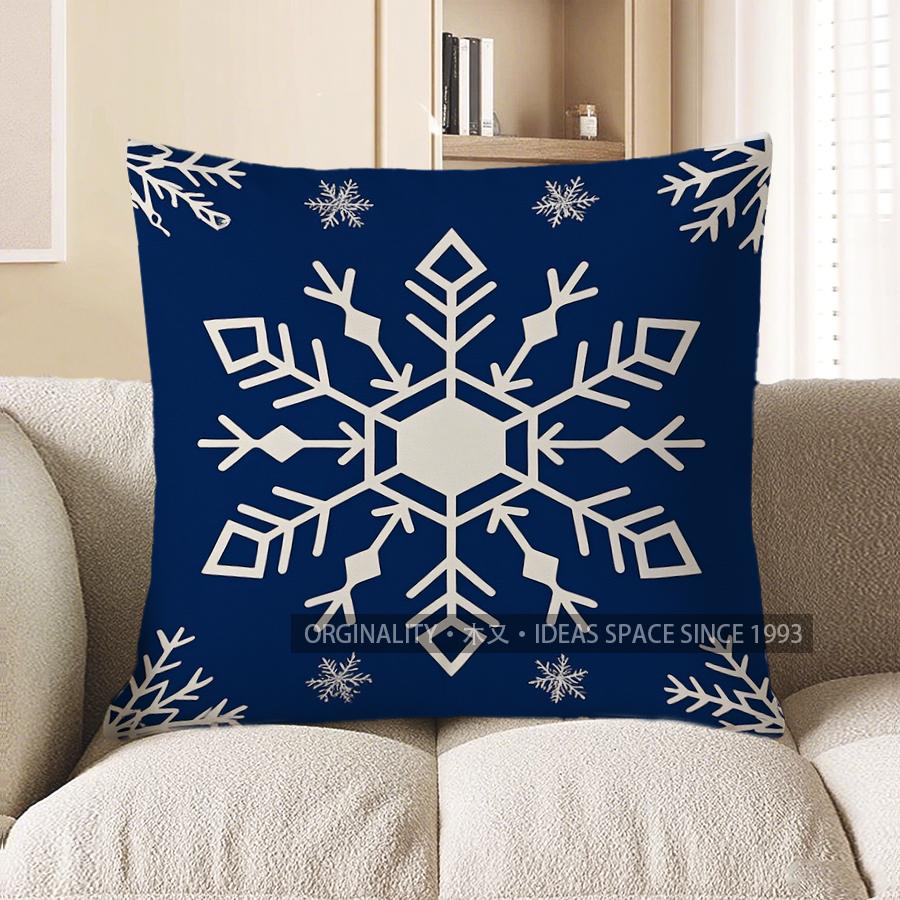 Home Decor Leaping Deer with Snowflakes Throw Pillow Cover Pattern Cushion Cover Suitable for Sofa Bedroom Car Pillow Cover