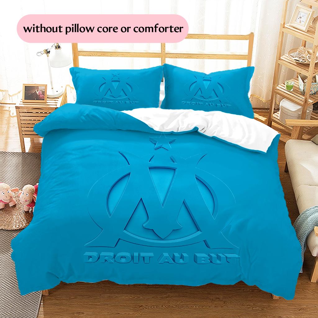 Olympique De Marseille Pattern Bedding Home Decoration Birthday & Festival Gift (1 * Duvet Cover + 2 * Pillowcase, Without Core)