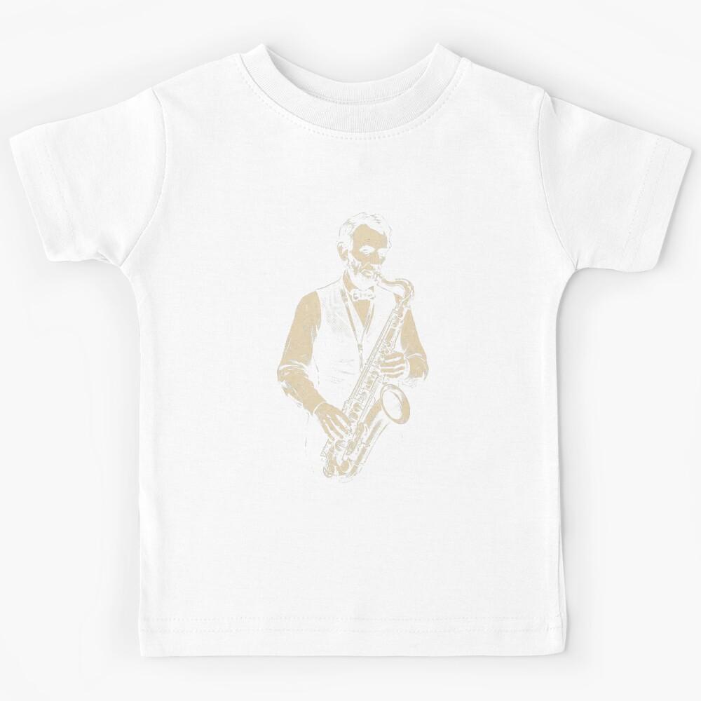 Abraham Lincoln Playing Saxophone Vintage Funny 4th July 250 years Kids T-Shirt 110