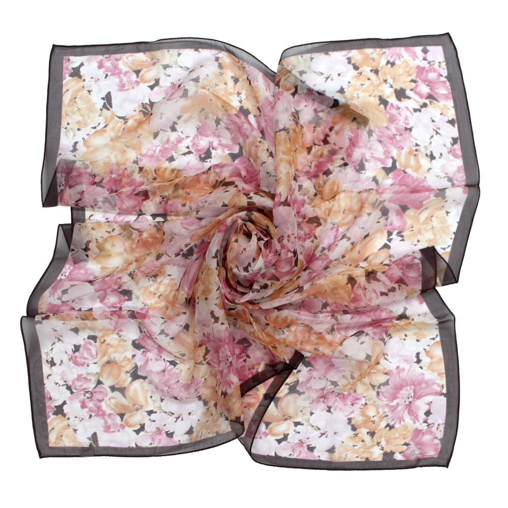 Gran Creer Silk Large Made In by Grancreer Scarf, Square, 88x88cm, Women's, Japan, (A-Floral Pink)