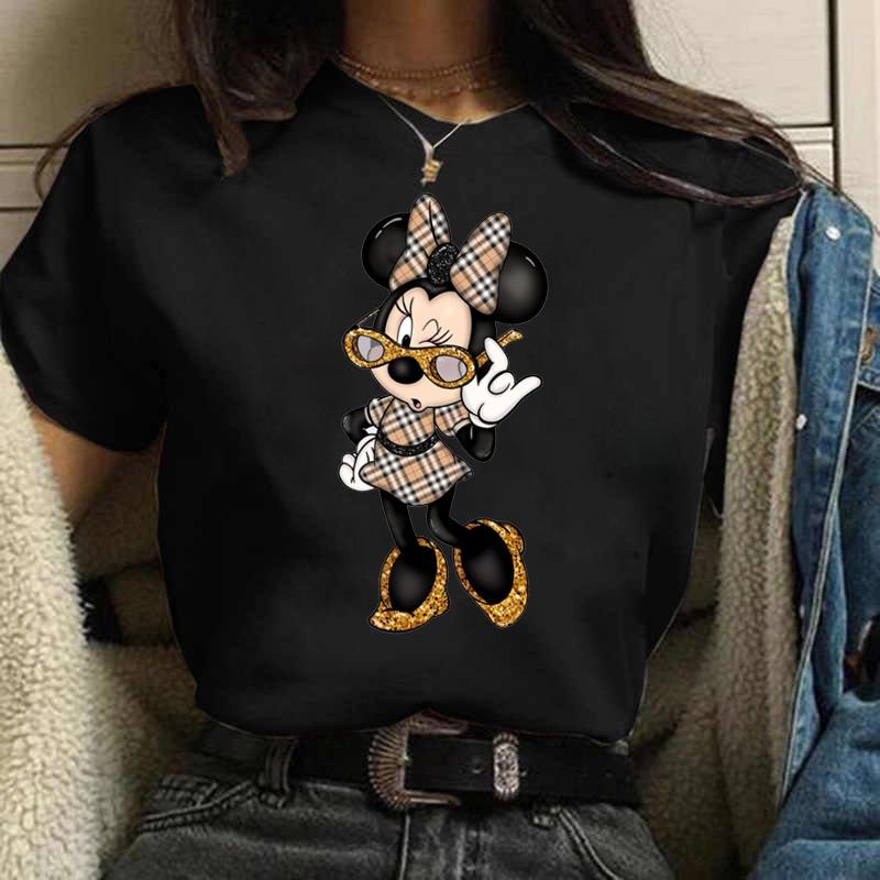 Y2k 90s Fashion T Shirts Gothic Fashion Mickey Tshirt Minnie Mouse Print T-shirt Women T Shirt Female Clothes Kawaii Disney