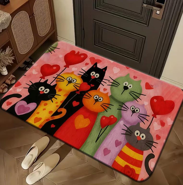 

Vibrant Cat Design Floor Mat - Non-slip Entrance Carpet Colorful Home Decor for Living Room & Bedroom Floor Mats Anime Rug 50X80cm