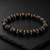 Black Onyx OM Beads Stretchable Bracelet 7.5" , Good-Luck Beads Bracelet For Your Love, Handmade Jewelry, Unisex Gift CSB-42