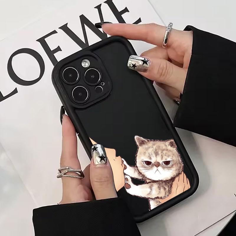 Cat Kissing Illustration Art Phone Case for iPhone 17 16 15 14 13 12 11 Series Pro Max Plus Double Layer Protection