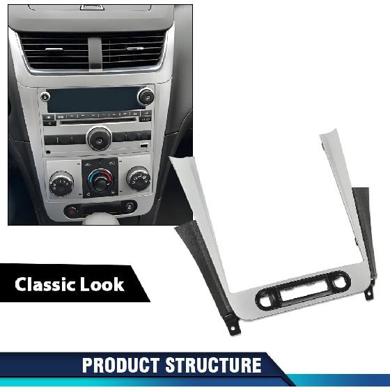 PIT66 Dash Radio Bezel Trim Vent Compatible with Chevy Malibu 2008-2012 Silver Black