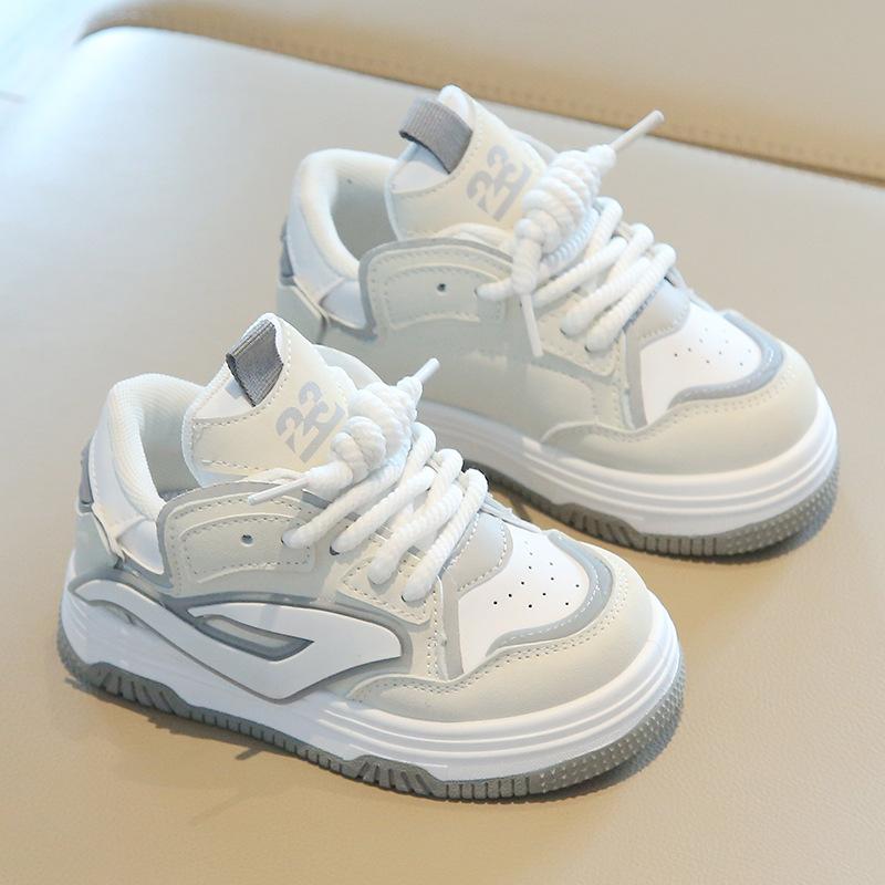 Children's Sports Shoes 2025 Spring and Autumn Boys' Casual Board Shoes High-top Girls' Little White Shoes Soft-soled Baby Bread Shoes Single