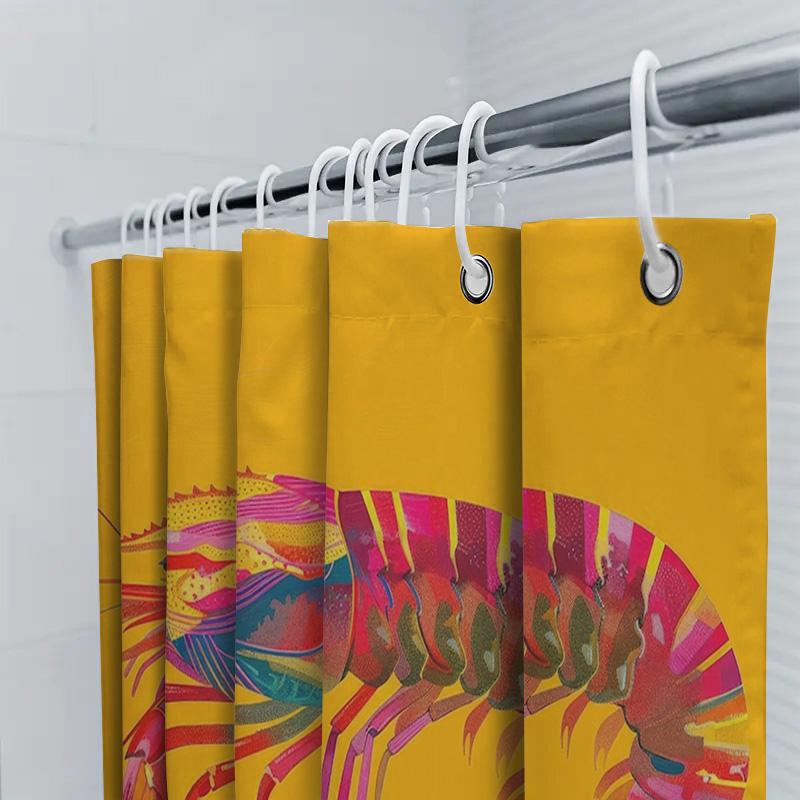 Animal Print Shower Curtain, Waterproof Fabric, Bright Colors Shrimp Decorative, Home Bath Accessories For Bathroom Decoration Y