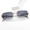 Square frameless sunglasses European and American new anti-ultraviolet trimmed sunglasses personalized street shot decorative sunshades