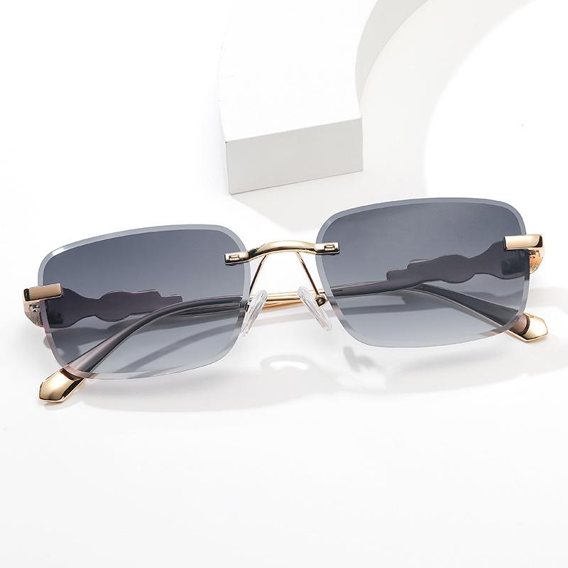 Square frameless sunglasses European and American new anti-ultraviolet trimmed sunglasses personalized street shot decorative sunshades