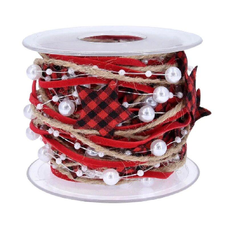 5M Christmas Ribbon Decorative Tree Star Creative Bead Chain Ribbon Christmas Tree DIY Christmas Home Decoration 2024 New Year