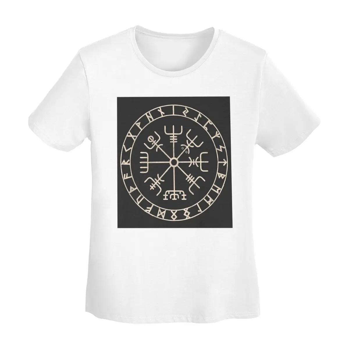 Runic Viking Compass Vegvisir Celtic TShirt Women Short Sleeve T Shirts Round Neck Clothes Cotton Summer Tees Streetwear S
