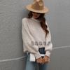 Autumn and winter new solid color sweater turtleneck pullover loose European and American women's clothing solid color turtleneck sweater