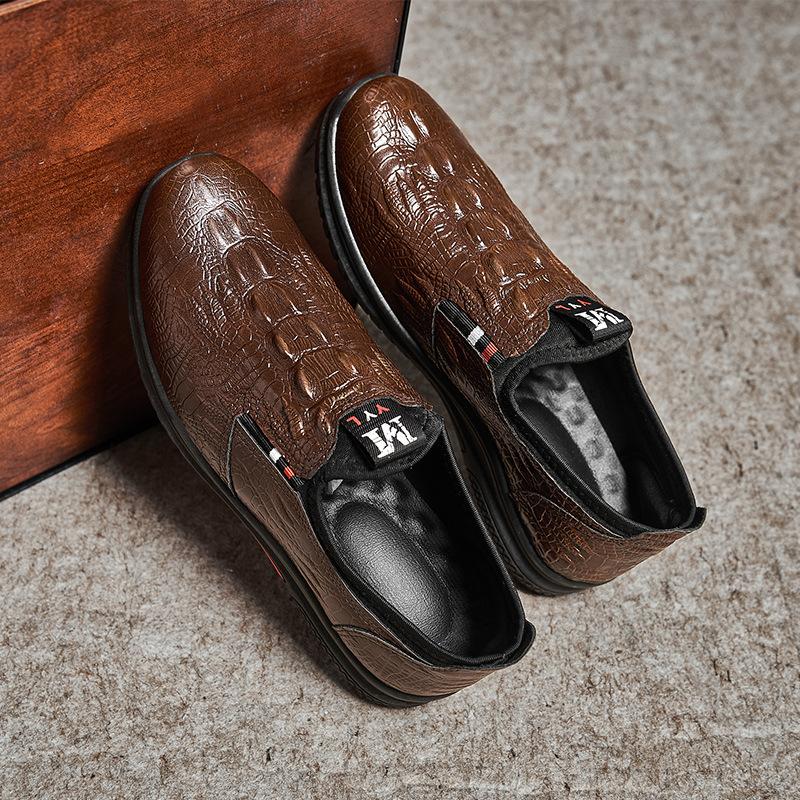 

Новые весенне-летние туфли Doudou, черные лоферы с круглым носком, кожаные туфли без шнуровки, туфли для вождения с мягкой подошвой, мужская обувь 44