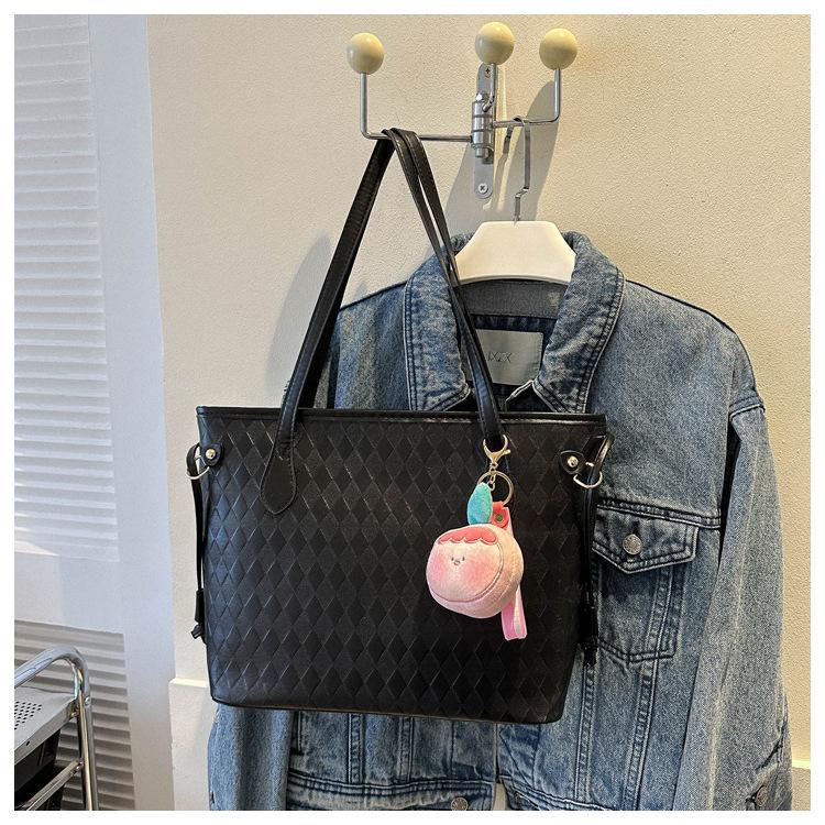 Women's Faux Leather Tote Bag Large Capacity Fashionable Shoulder Crossbody Bag Casual Office Handbag