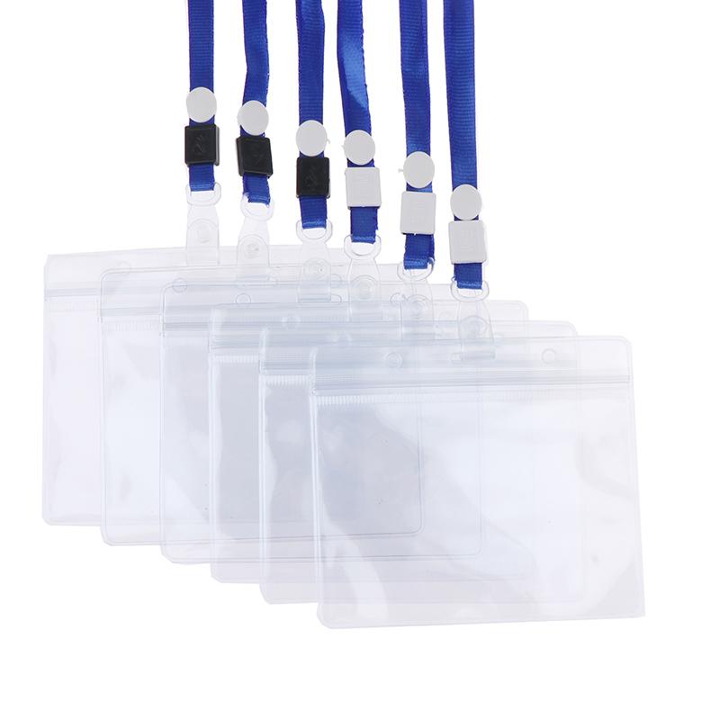 20Pcs Waterproof Sleeve Pouch With Sealing Strip Lanyards Id Badge Holder Plastic Protector Case Clear Pvc Name Plate Card Bag