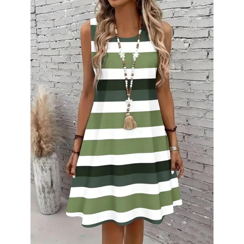 Fashion Women's Crew Neck Dress 3D Casual Color Printing Casual Dress Crew Neck Dress