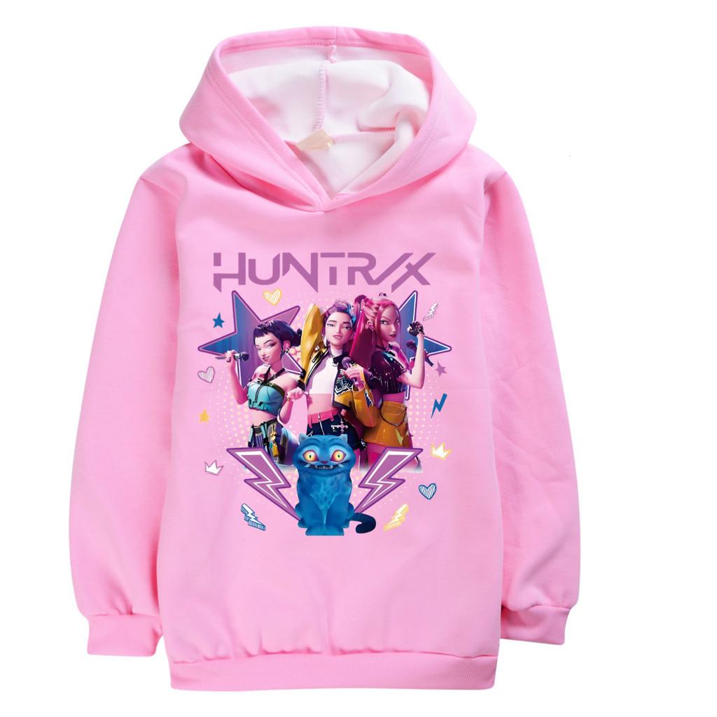 4983 Casual Girls Kpop Rumi Zoey Mira Print Long Sleeves Velvet Warm Hoodie