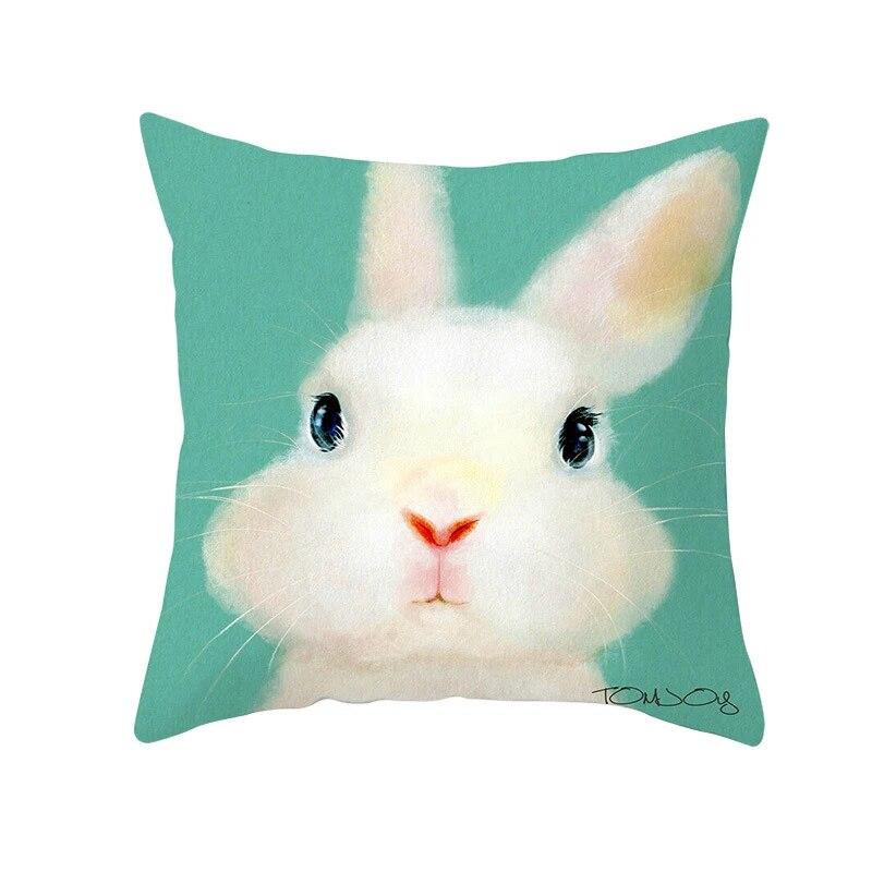Easter Decorative Pillowcase Cartoon Rabbit Pillowcase Egg Print Cushion Cover Living Room Sofa Cushion Cover Home Decoration