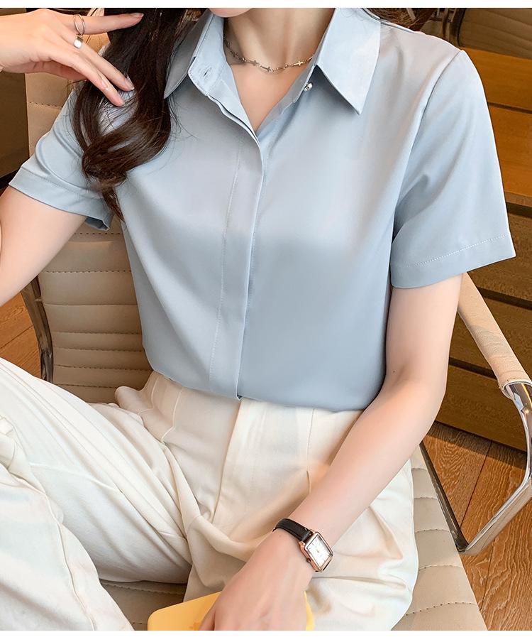 Damska biała satynowa koszula formalna z długim rękawem 2025: Odporna na zagniecenia, wysokiej klasy odzież profesjonalna na jesień/zimę do nauczania i na rozmowy kwalifikacyjne