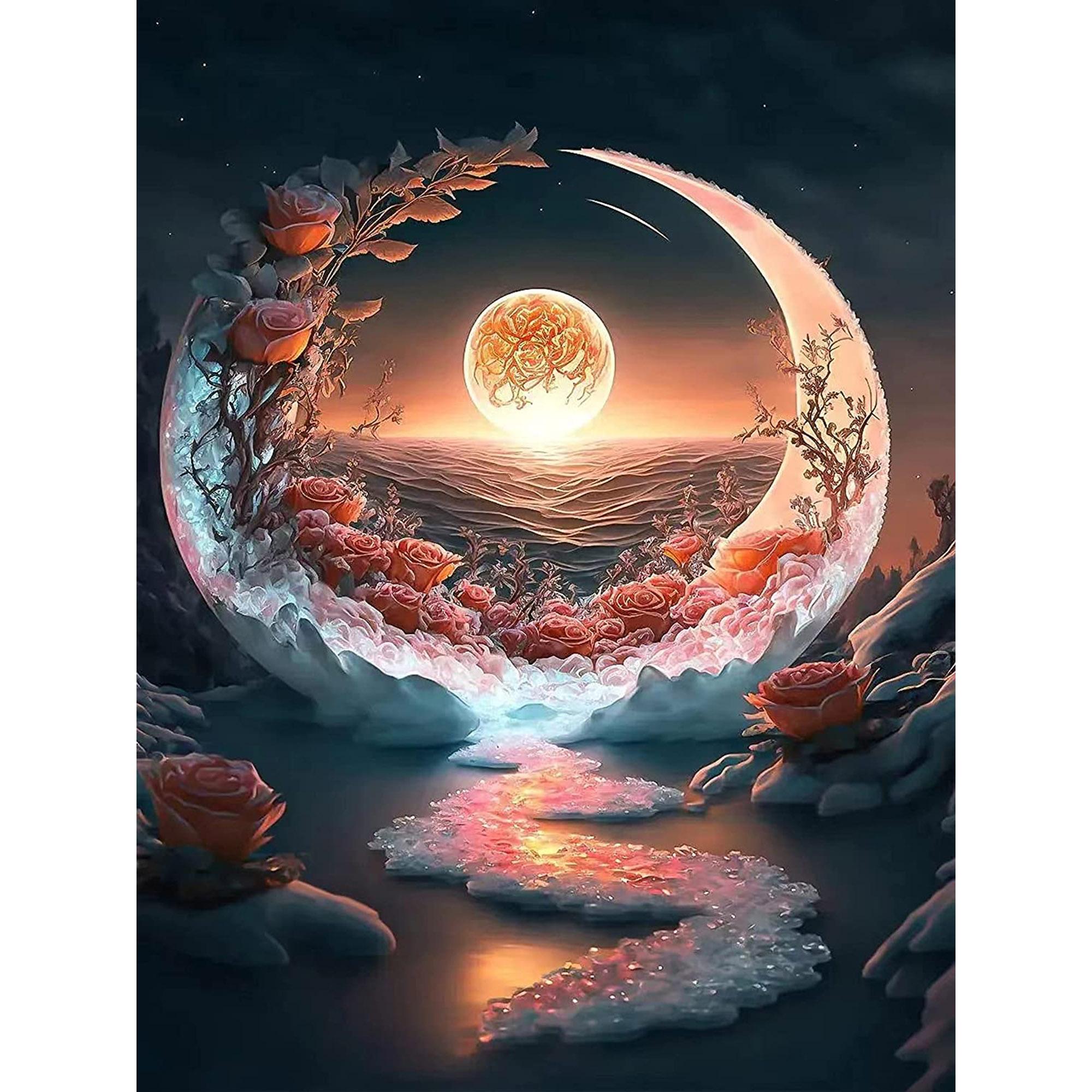 

HuaCan алмазная живопись DIY комплект ночной пейзаж картина полная круглая дрель мозаика картины с луной вышивка домашний декор 20x30cm