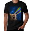 Maglietta Gatto Arrabbiato Che Spara Laser dagli Occhi T-shirt Grafica Minimalista