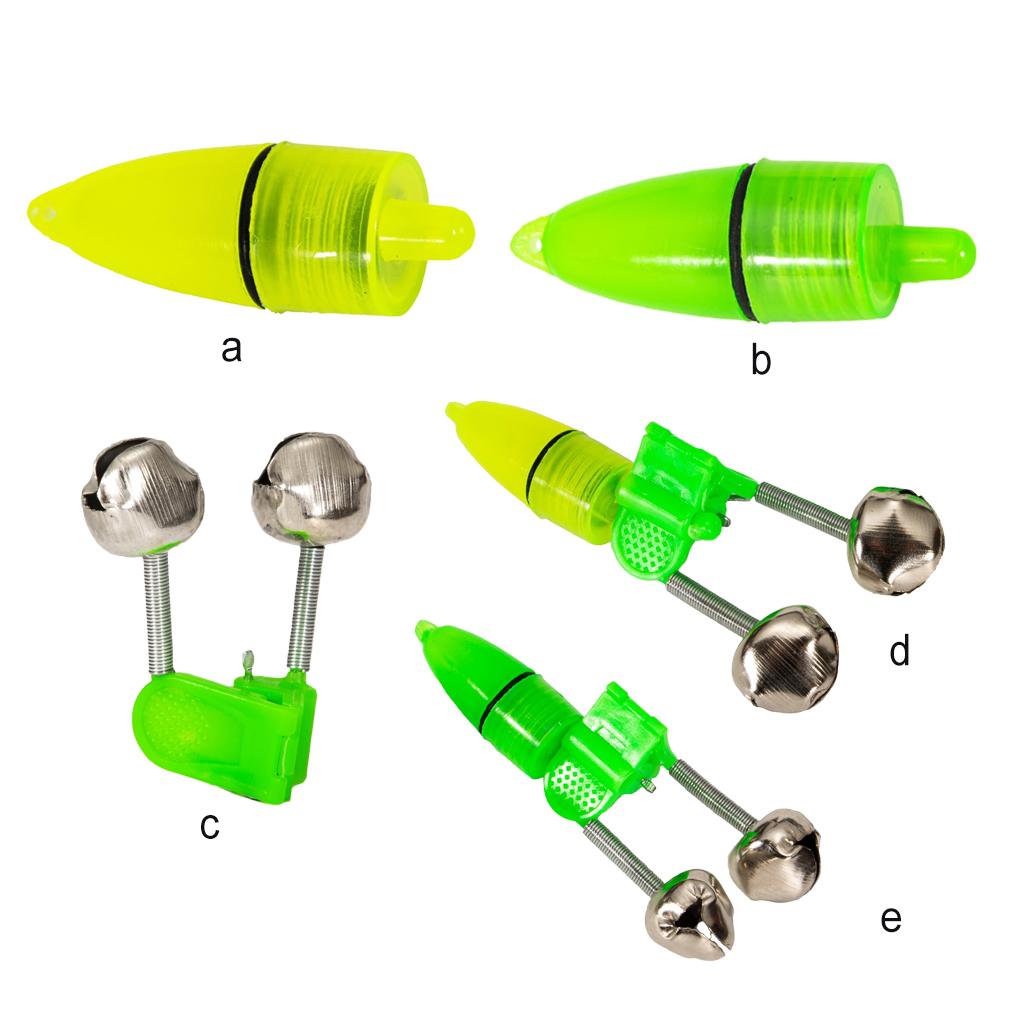 10 Stück Tragbarer Angelbissalarm Leuchtender Indikator Professioneller Grüner Elastischer Clip Alerter Sensor für Rute