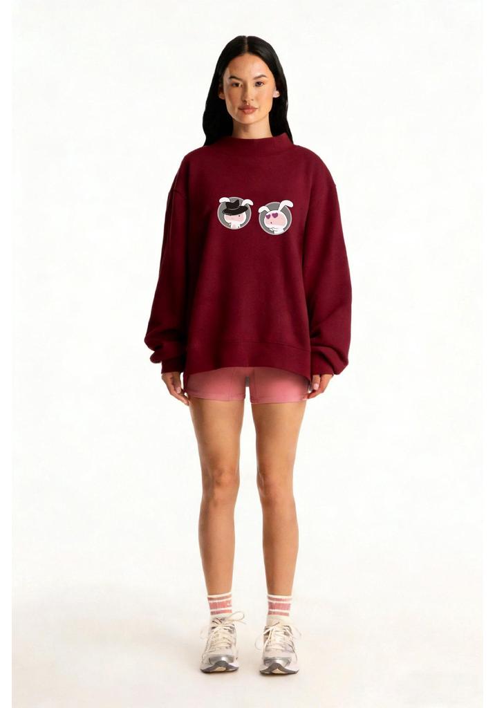 Women's Versatile High Neck Print Hoodie - Casual, Comfortable, Fashionable for Spring & Autumn