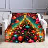 Festive Christmas Tree with Ornaments Patterned Flannel Blanket Perfect for the Bedroom Living Room, Sofa, or a Little Nap